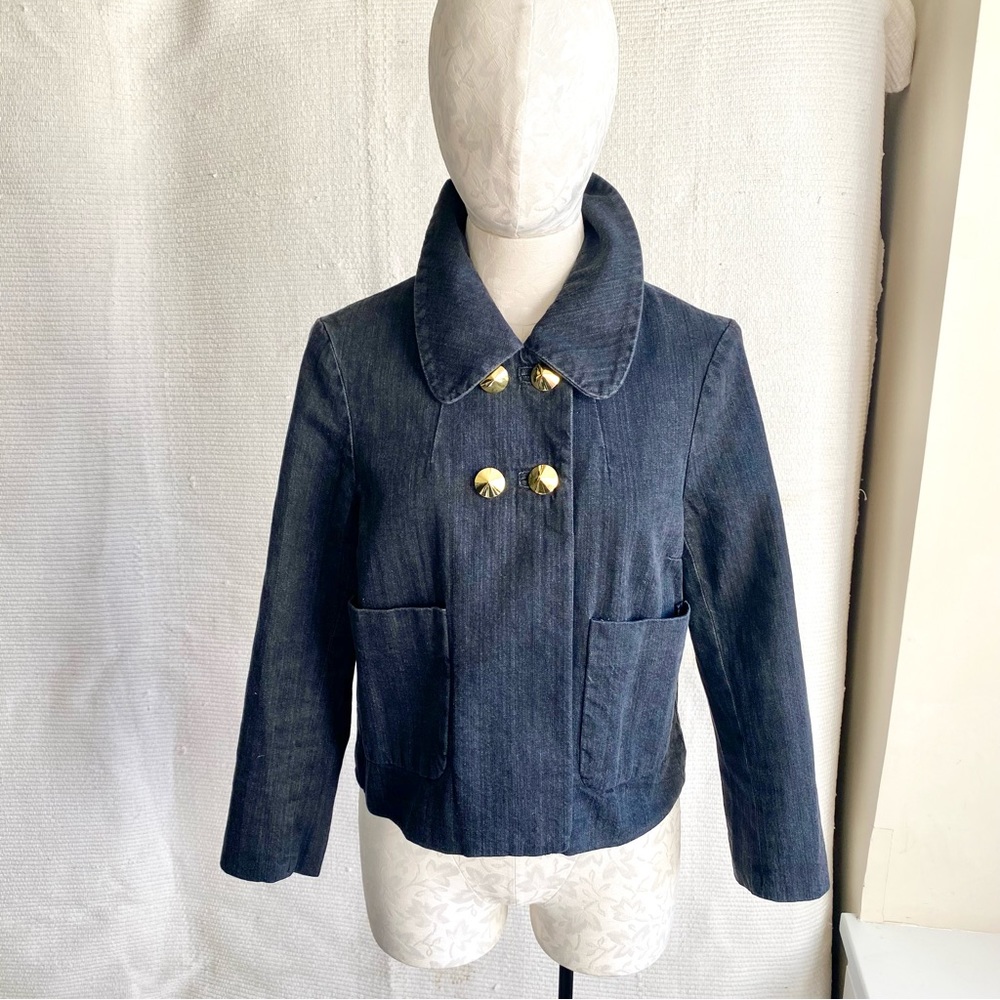 3.1 Phillip Lim M Stretch Denim Blazer Grey Black Casual Jean Jacket Spring Fall - Picture 7 of 10